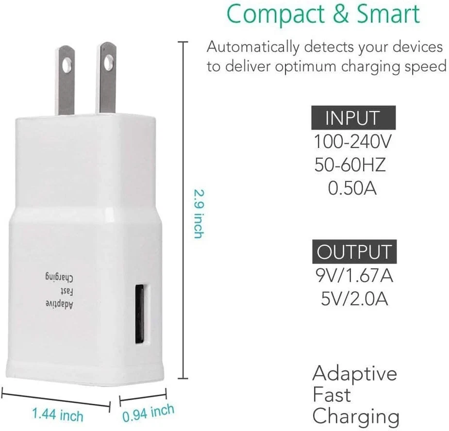 4-Pack Fast USB Wall Charger 2A Power Adapter for Samsung Galaxy S10 S9 S8 S7 N8 - Image 2 of 4
