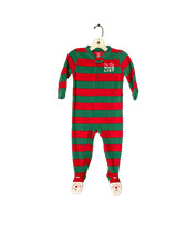 Carters striped fleece pajamas Christmas/holiday Santa feet/18 months