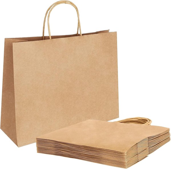PapiertüTen Mit Henkel 27 X 12 X 21Cm Kraftpapier 50 StüCk GeschenktüTen-image