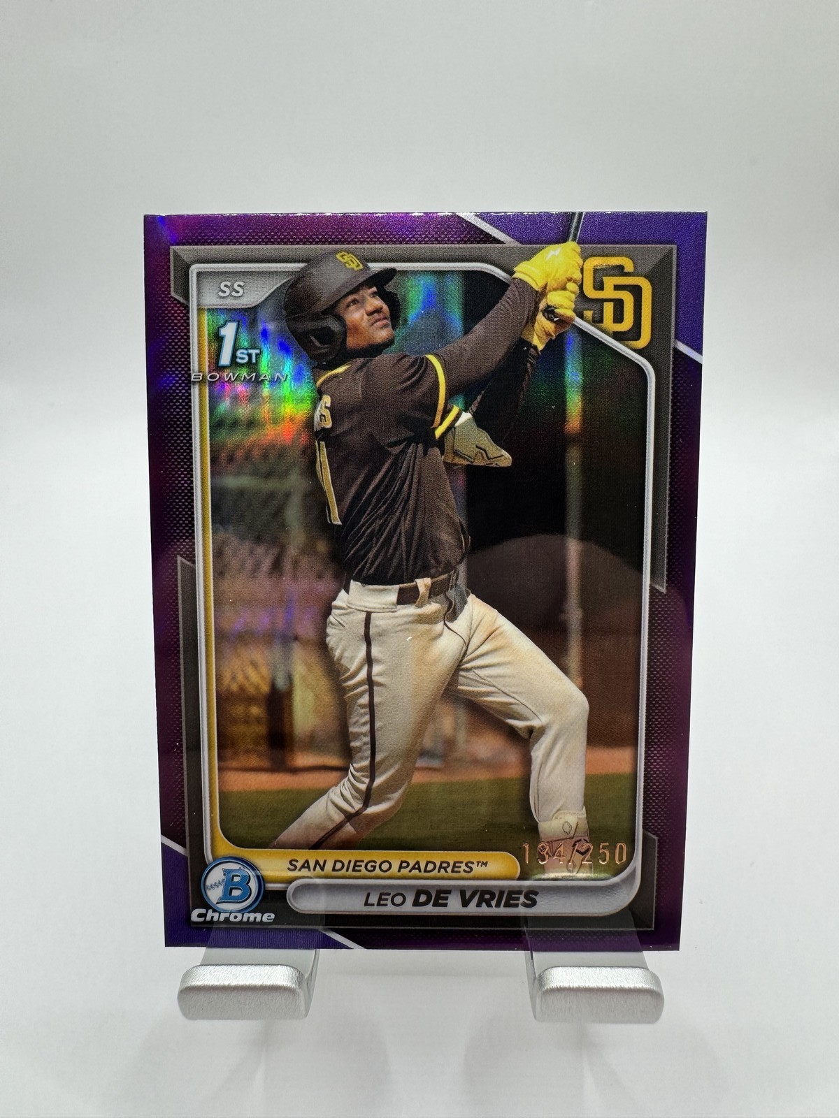 2024 Bowman Chrome Leo De Vries 1st Prospects Purple Refractor /250 #BCP-179