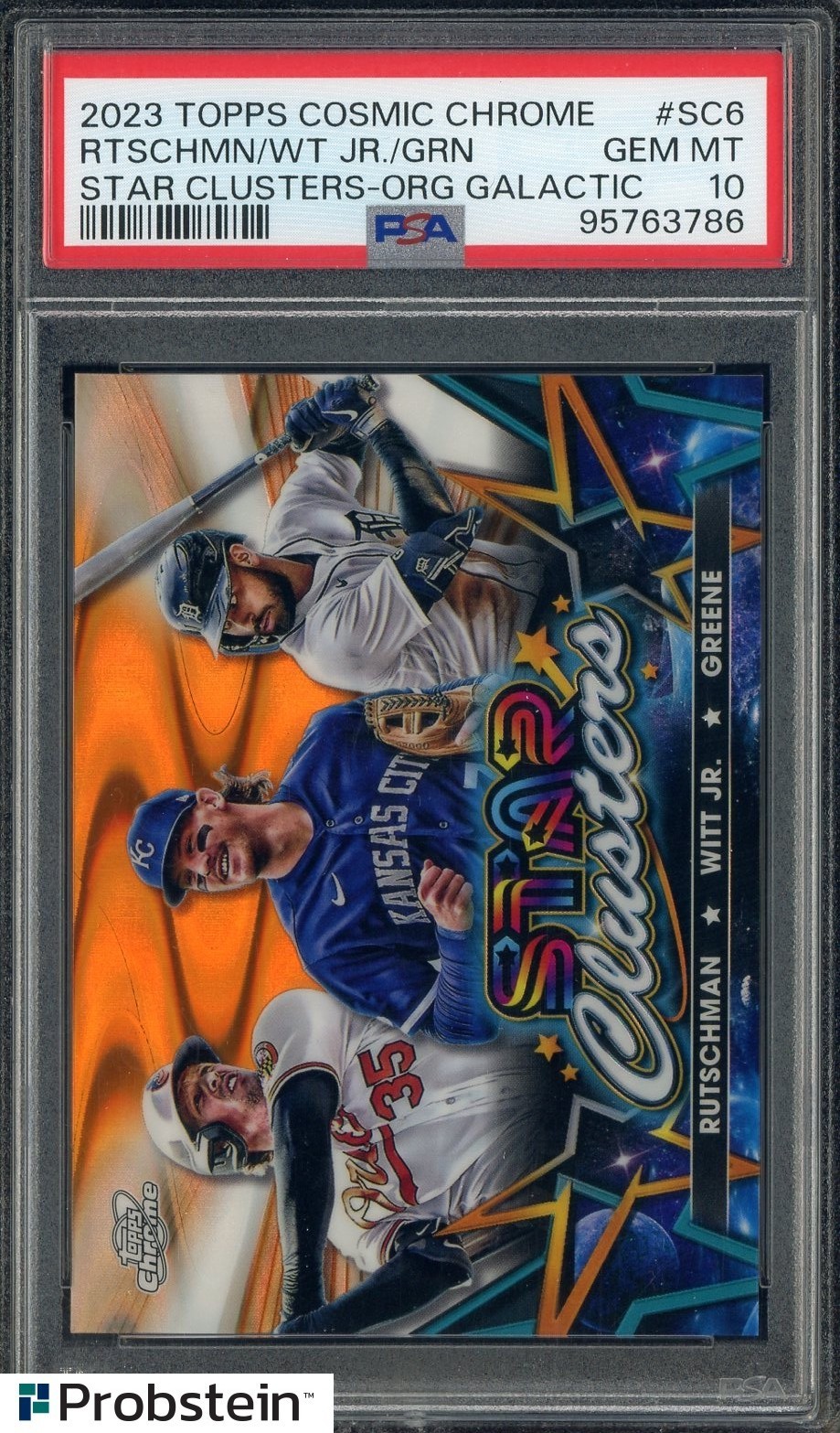 2023 Topps Cosmic Chrome Orange Galactic Rutschman Witt Jr Greene /25 PSA 10