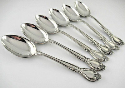 International Lyon QUEEN'S FANCY Set of 6 TEASPOONS 6'' Stainless Flatware