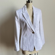 NWT J CREW Helena Stretch Linen Blazer in White - Size 0