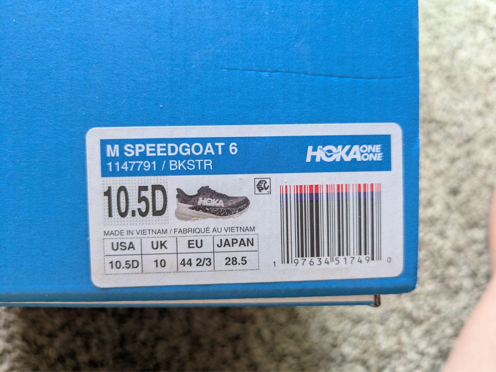 Size 10.5 - Hoka One One HOKA Speedgoat 6 Black Stardust New Open-Box