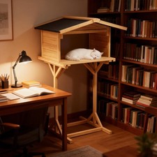 Cat House Cat Feeding Station - Outdoor Shelter for Feral with Raised Design