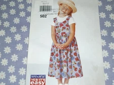 BUTTERICK 502 GIRLS SEE & SEW EASY  PULLOVER JUMPER  DRESS PATTERN-UNCUT -4-5-6