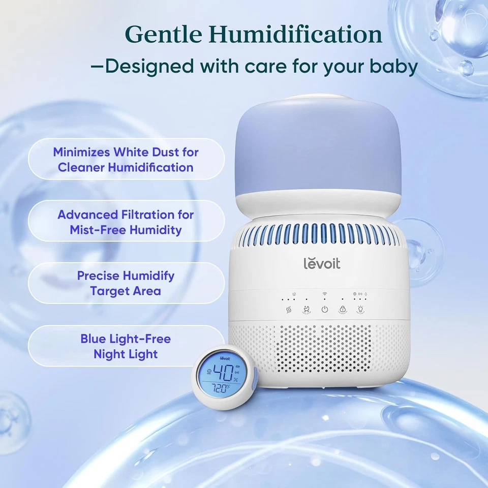 Room Humidifier for Baby, Separate Sensor, Nightlight, Alexa - Image 4 of 4