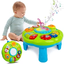 Baby Toys 6-12 Months, Baby Activity Table Center, Musical Toys for Infant Toddl