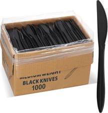 000 Plastic Disposable Knives Bulk Black Medium Weight Disposable Silverwar