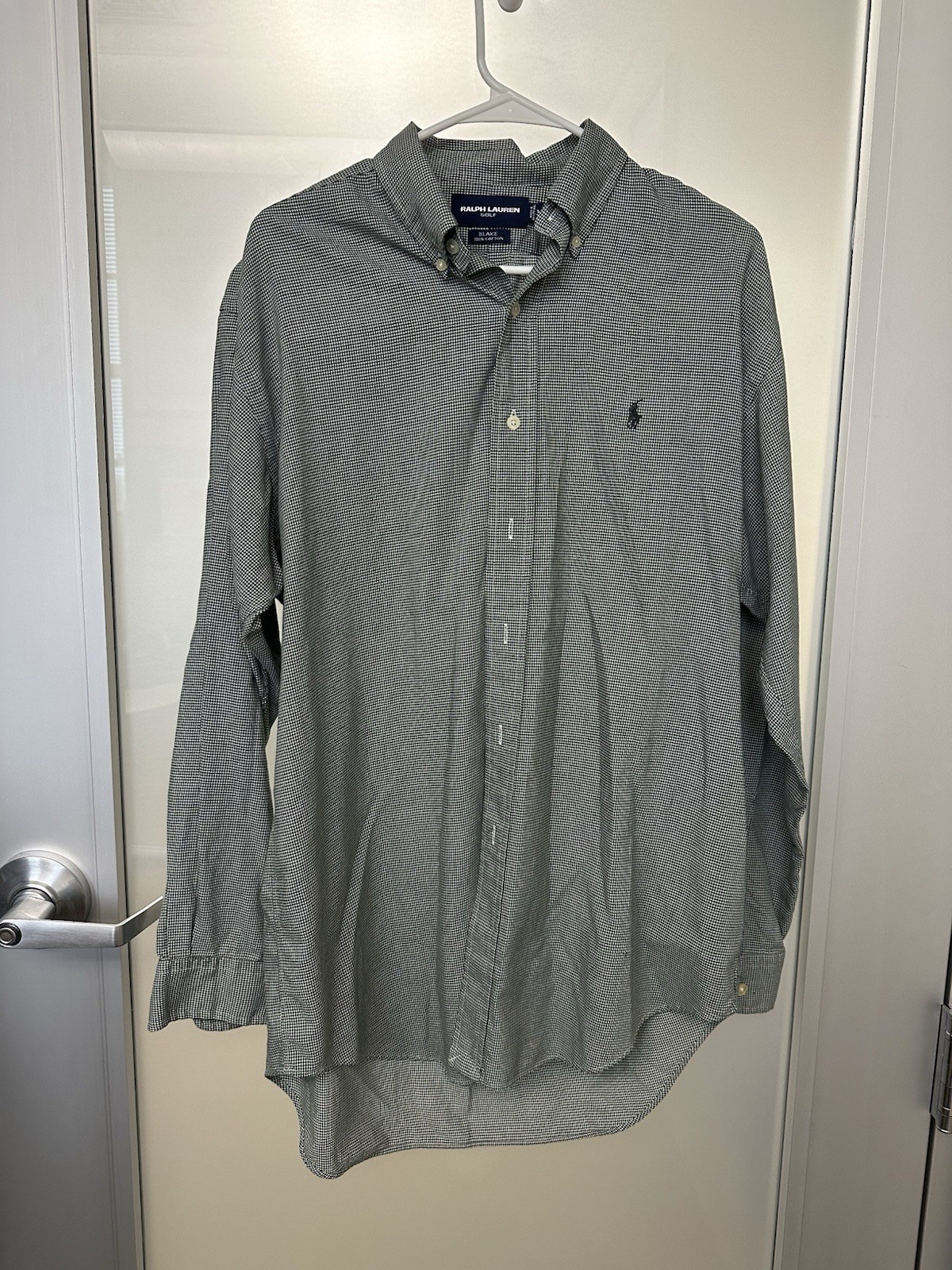 Polo Ralph Lauren Golf Blake Houndstooth Black and White Long Sleeve Shirt Med