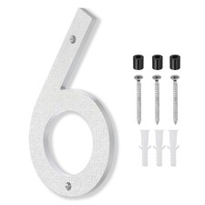 10 Inch House Number, House Address Numbers Sign Large Floating, Silver, 6