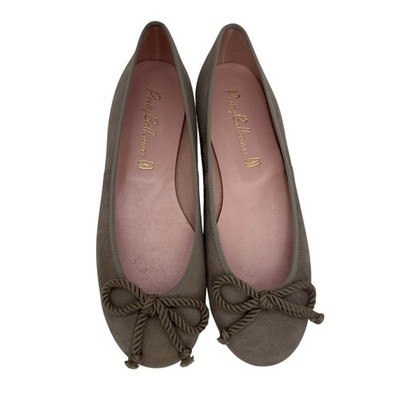Pretty Ballerinas Rosario Classic Taupe Rope Bow Flats Shoes Sz EU 37 US 6.5-7