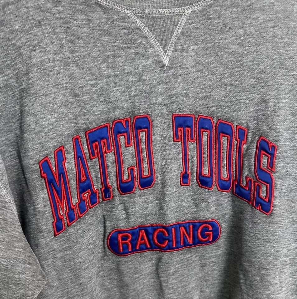 Винтажная мужская толстовка Matco Tools Racing с серым круглым вырезом размер большой - Изображение 2 из 4