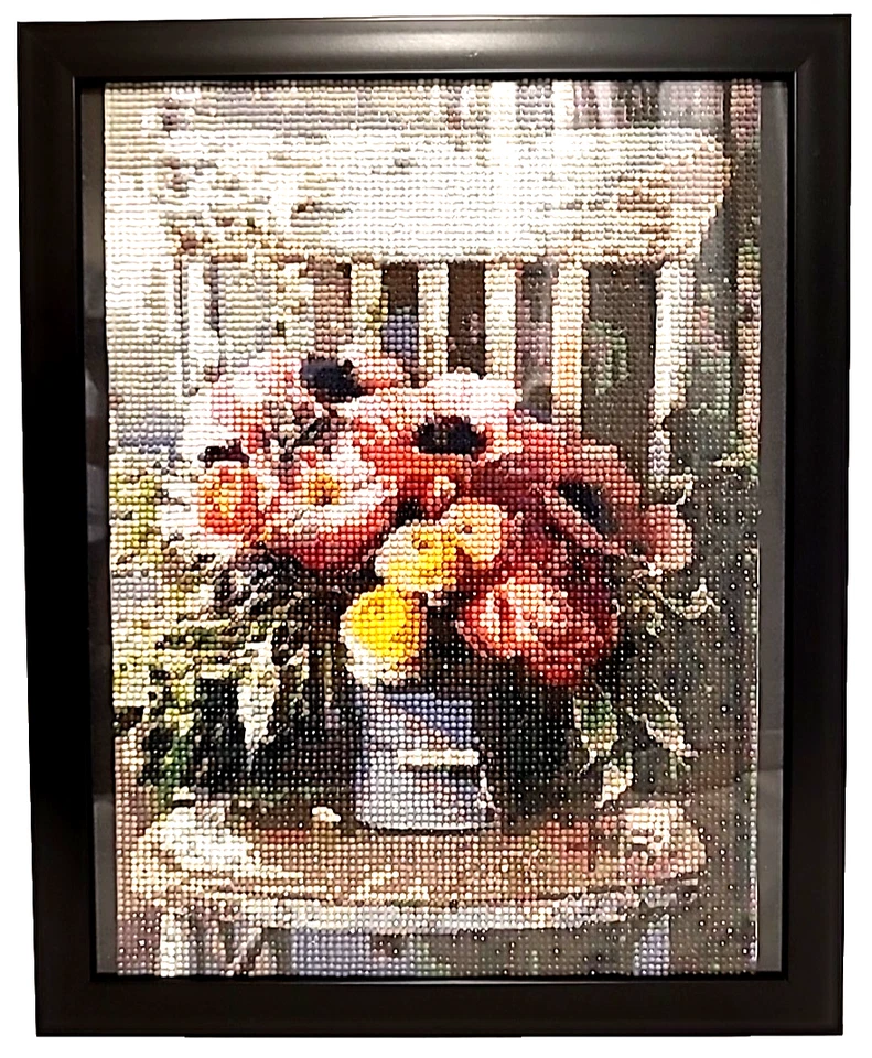 Алмаз искусства цветочный букет деревенский картина в рамке 12 1/4 x 15 1/4» потертый шик - Изображение 2 из 4