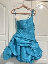 Beaded Embellishments Short Prom Cocktail Dress Evening Gown Size M Blue