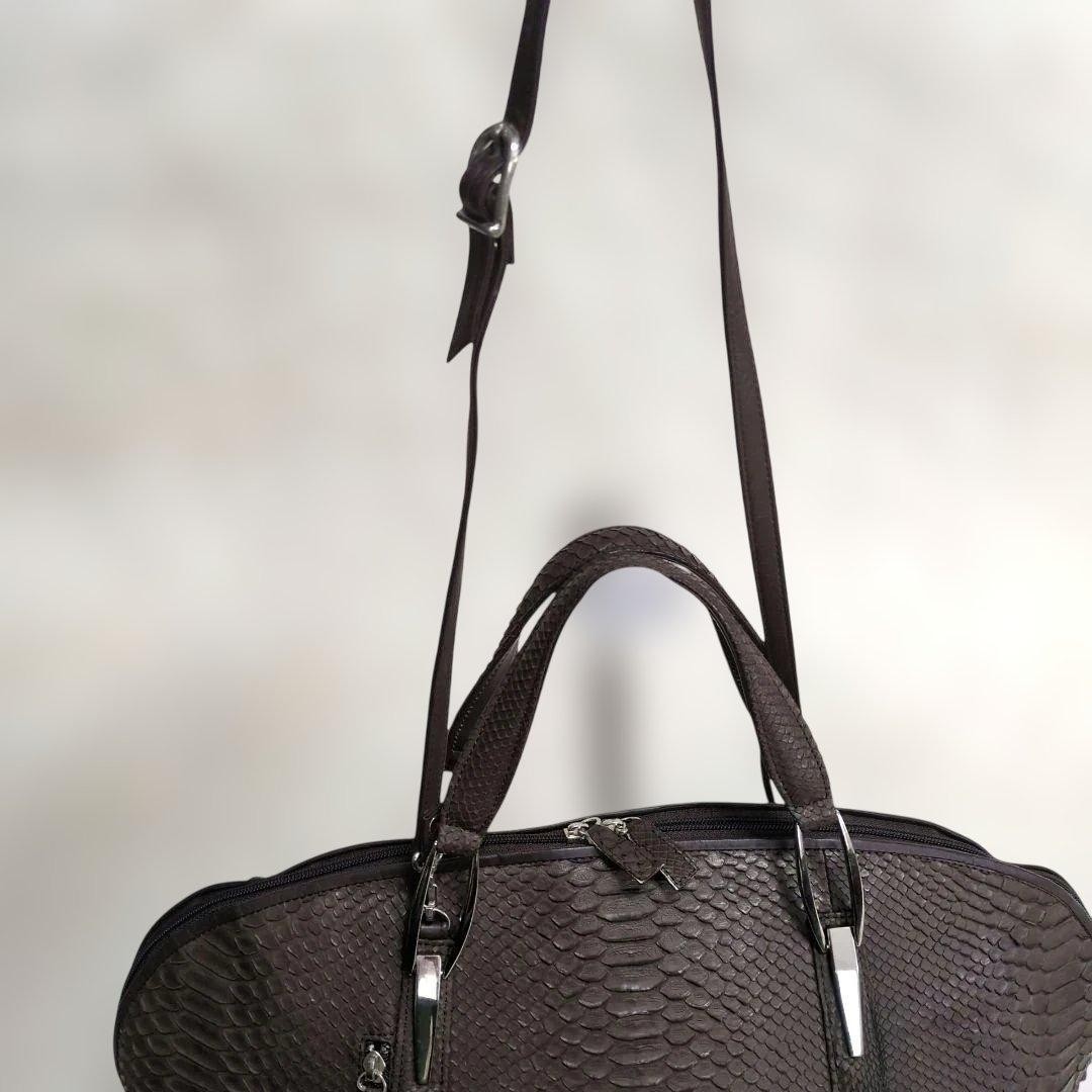 Finest Diamond Python Leather Boston Bag Matte Fi… - image 11