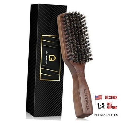 Wild Boar Bristle Hair Brush for Men, Slick Back Hair Brush with Stiff Large
