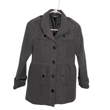 Amy Byer L Charcoal Grey Peacoat Button Front...
