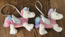 Lot Of 2 Girls Unicorn Plush Purses