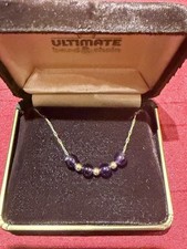 14K Yellow Gold And Amethyst Bead Chain Necklace  16 “” 1.19 Gr