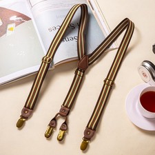 Striped Braces Clip Youthful Elastic Anti-Slip Trousers Suspenders Adjustable