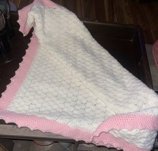 soft, handmade, crocheted baby blanket. 30x32