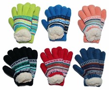 Toddler Soft And Warm Gloves 6-Pack Fuzzy Interior 