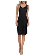 Full Slip for Women Under Dress Sleeveless Satin Slip Large Long Slip-black