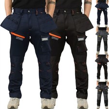 Mens Water Resistant Work Pants Fleece Lined Knee Pad Softshell Jogger Style