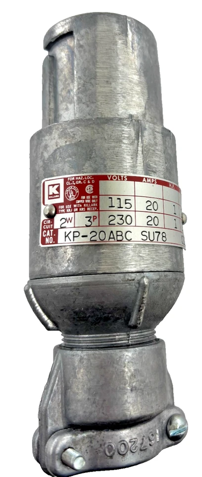 Hubbell/Killark KP-20ABC SU-78 插头 – 20A 115/230VAC 工业销和套管,Gr — 第 3/4 张图片