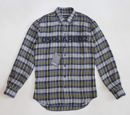 Men's DSQUARED2 D2 Relaxed DAN Shirt 100% Linen Checked Print Button Up (S/M*) - Picture 7 of 16