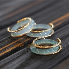 Gaoding Jadeite Inlaid Ring New Ring Natural Goods Blue Water High Ice