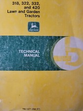 John Deere 318 322 332 420 Diesel Gas Lawn Garden Tractor Service Repair Manual