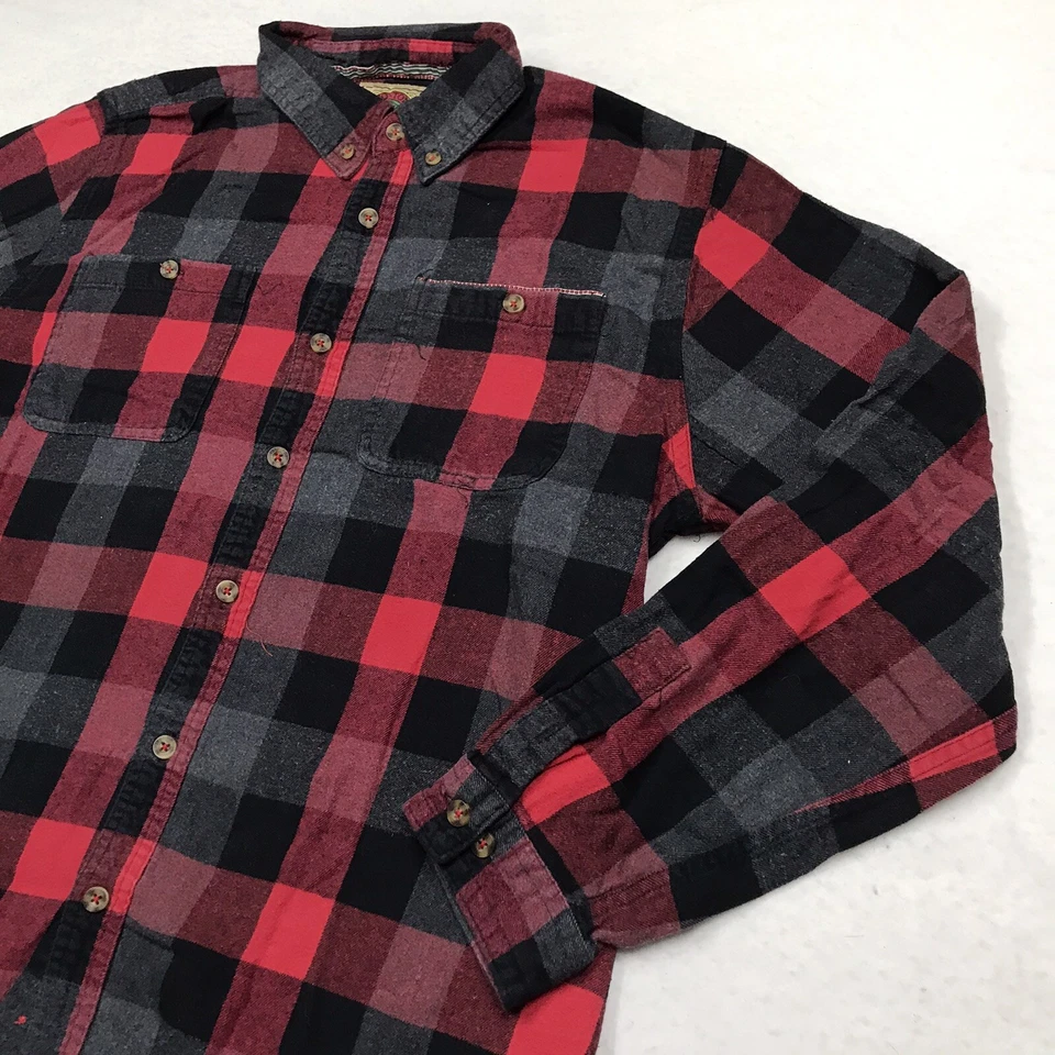 Camisa de franela vintage de lujo BOSTON TRADER para hombre XL roja negra gris búfalo a cuadros Foto 3 de 4
