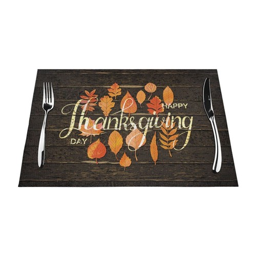 Thanksgiving Fall Placemats for Dining Table Set of 4 Washable 12x18 Inch PVC... - Picture 2 of 7