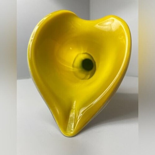 Hand Blown Jack In The Pulpit Calla Lily Art Glass Vase 15.5" Ombre Yellow Teal - Imagen 4 de 12