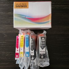 Value Pack Ink Cartridges For Canon 250 XL 251 XL Black Cyan Magenta Yellow
