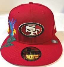 San Francisco 49ers NFL BLOOMING NE Fitted Hat ~Scarlet