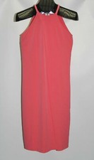New Bar III Women's Size XS Peony Coral Faux Wrap Shift Dress 