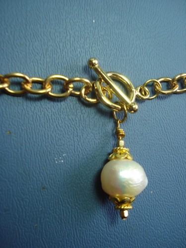 16 Zoll 12 mm Süßwasser cremige Perlen 12 mm GF Knebelverschluss GP 5x8 mm Kette Halsband - Bild 7 von 17