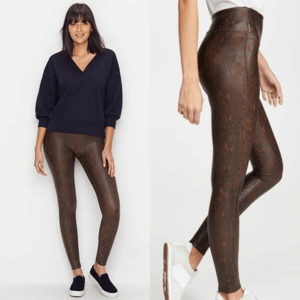 SPANX Faux Leather Snakeskin Leggings M