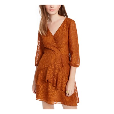 BCX Junior Womens XL Ginger Orange Asymmetrical Fit Flare Dress NWT DF55