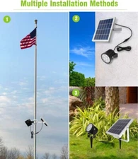 APONUO Solar Flagpole Light,Flag Pole Light Solar Powered Bracket Design Fits...