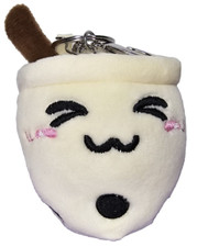 Plush Boba Tea with Straw Toy Key Chain Excited Design Cream Color