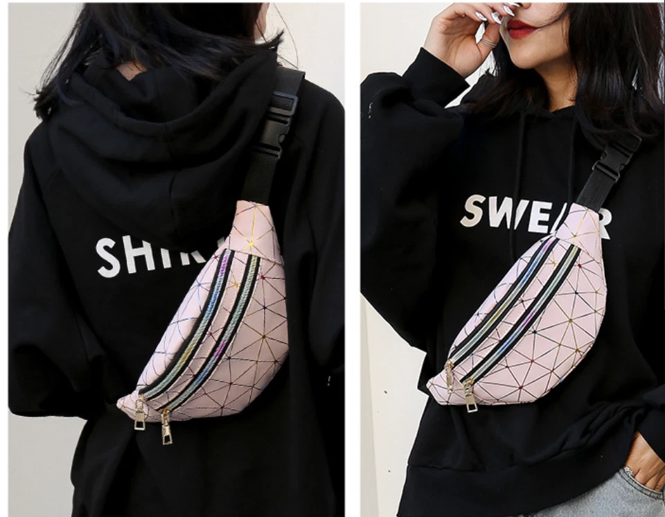 UK Women Waist Bag Fanny Laser Belt Bag Travel Sport Hip Bum Bag Small Purse - Image 3 of 4