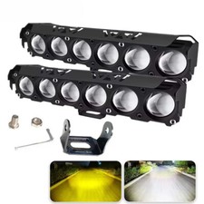 6 Lens Motorcycle LED Spotlight Dual Color Hi/Low Beam Fog Lamps for Car Trucks