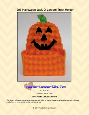 Halloween Jack-O-Lantern-Pumpkin Treat Holder- Plastic Canvas Pattern or Kit