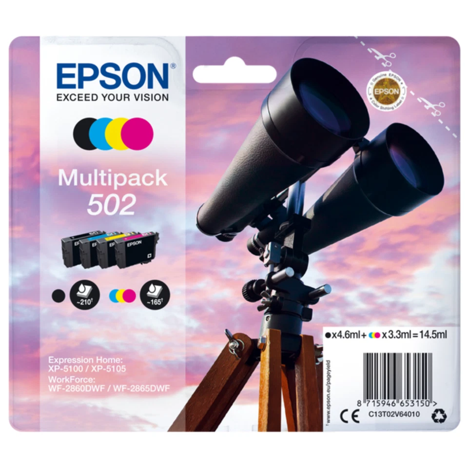 Original Epson 502 Multipack Tinte Patronen Druckerpatronen Workforce WF XP