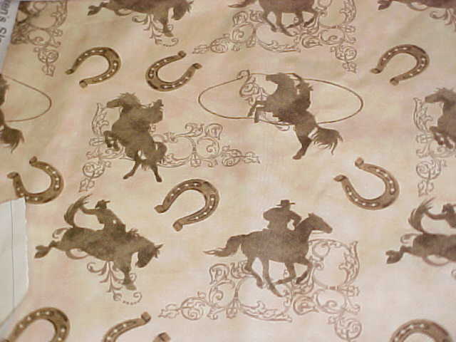 REARING HORSE COWBOYS ROPING WESTERN DAVID TEXTILES 1 YARD GR8 4 QUILTS & CRAFT