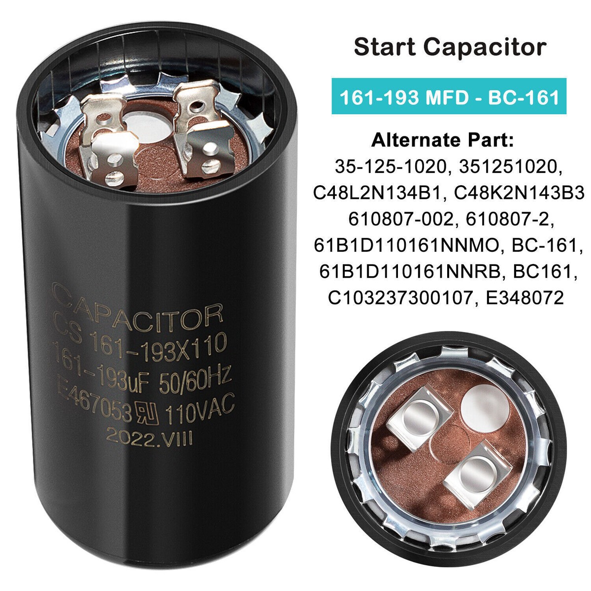 Pool Pump Start Capacitor 161-193 MFD for Hayward Super Pump